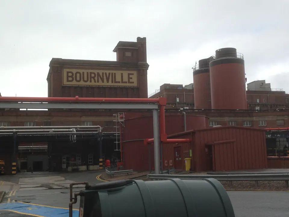 Mobile blasting on site at the Cadbury factory in Bournville, Birmingham